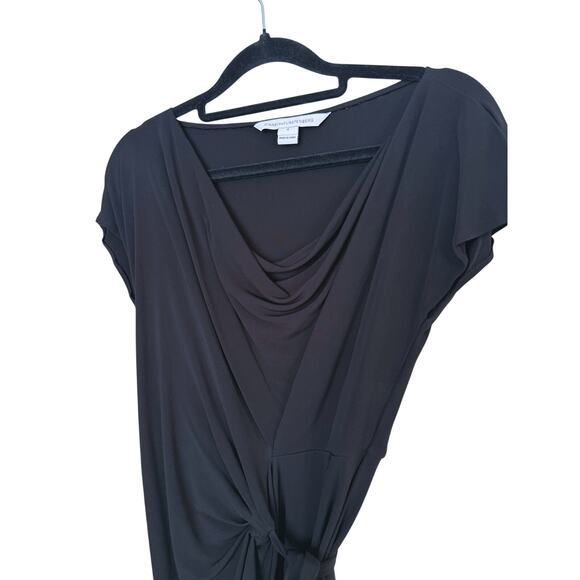 Diane Von Furstenberg Cowl Neck Tie Waist Dress Black 4 Cocktail Evening LBD - Picture 4 of 10